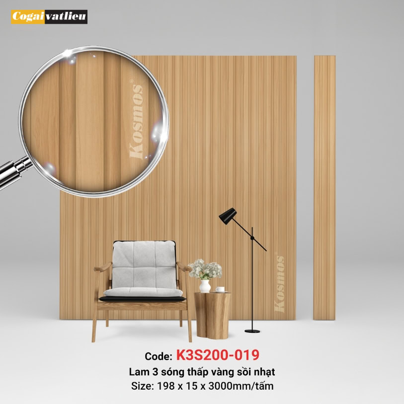 Lam 3 sóng thấp Kosmos vàng sồi nhạt mã K3S200-019