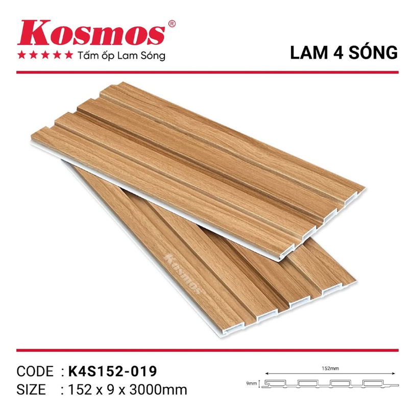 Tấm nhựa ốp tường lam 4 sóng Kosmos K4S152-019