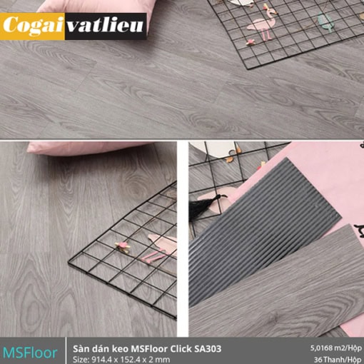 Sàn nhựa tự dán Msfloor vân gỗ 2mm SA303